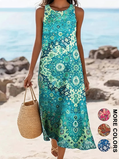 Sofia - Vestido Boho com Bolsos e Estampa Mista