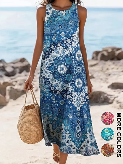 Sofia - Vestido Boho com Bolsos e Estampa Mista